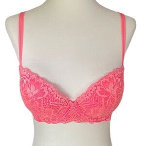❣️5/$50 Victoria’s Secret Pink Hot Pink Neon Date Push-Up Bra, size 32D